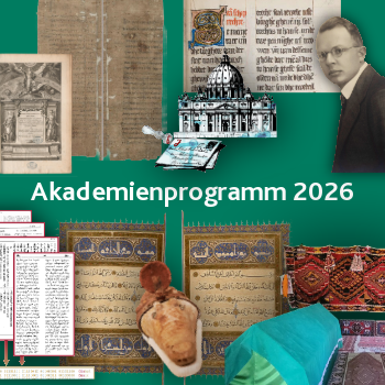 Collage. In der Bildmitte steht "Akademienprogramm 2026". Darum herum verschiedene Grafiken und Fotos der neuen Vorhaben.